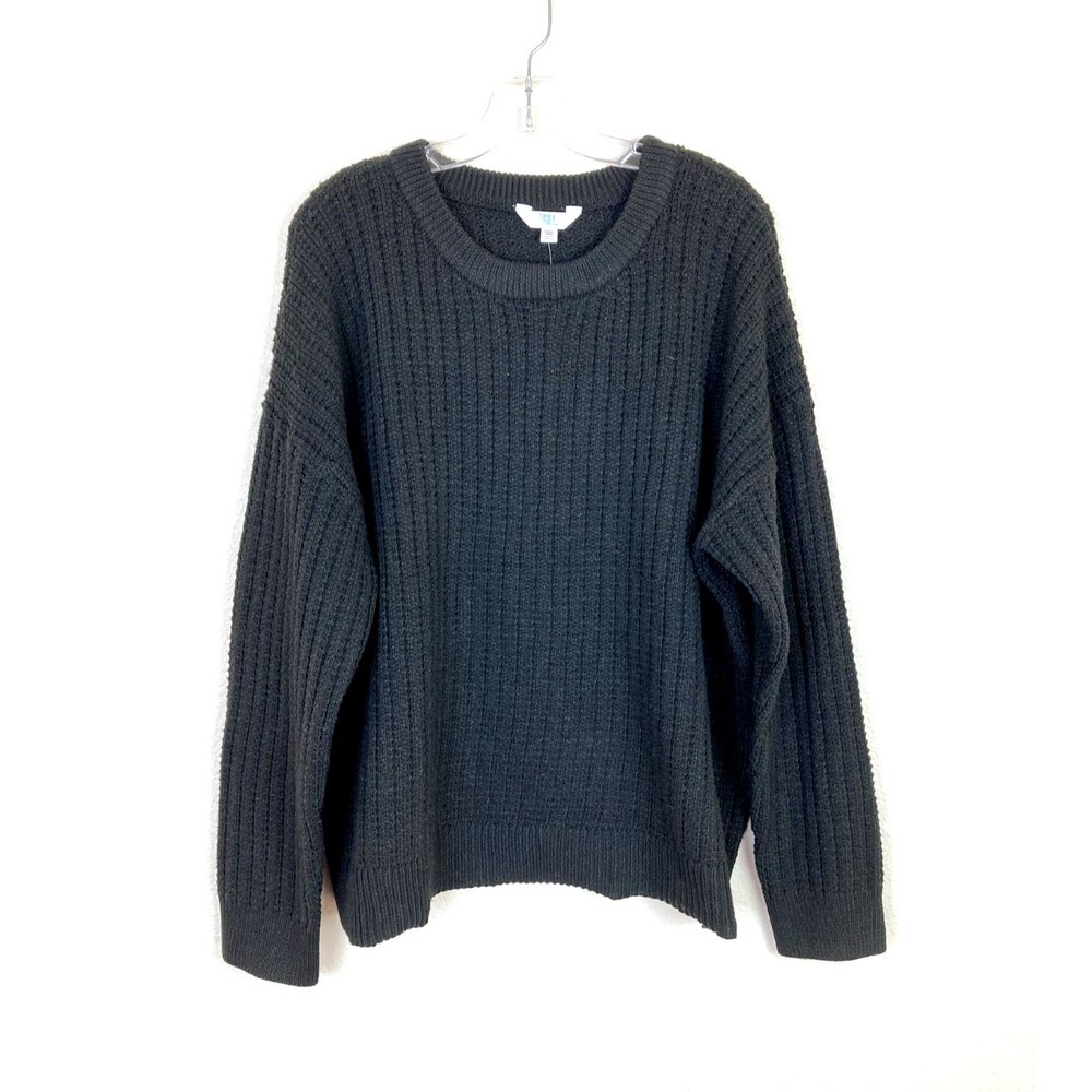 Time and Tru NWT Women's Sweater Size 22 Black Crewneck Pullover XXXL